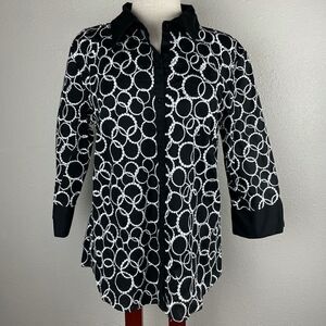 Luciano Dante Button Down 3/4 Sleeve Top Size XL EUC